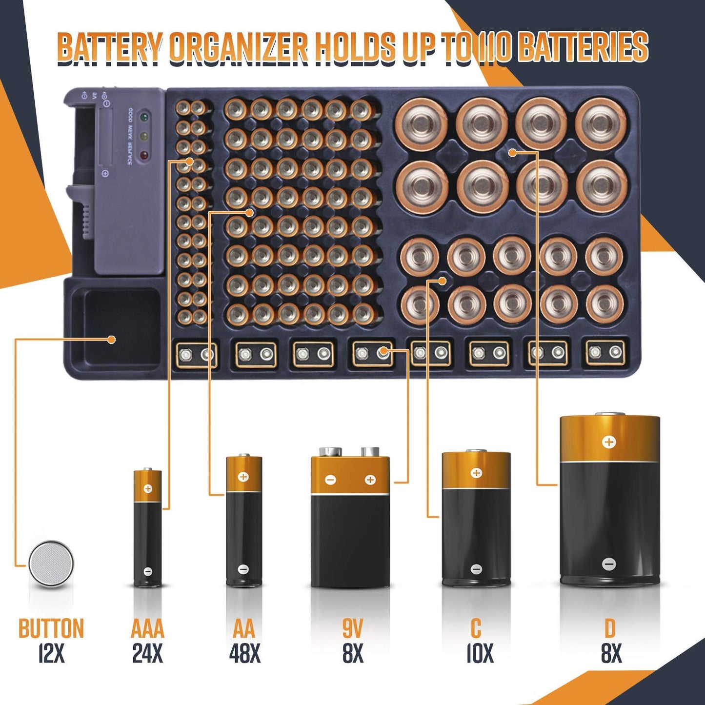 Battery Organizer With Energy Tester