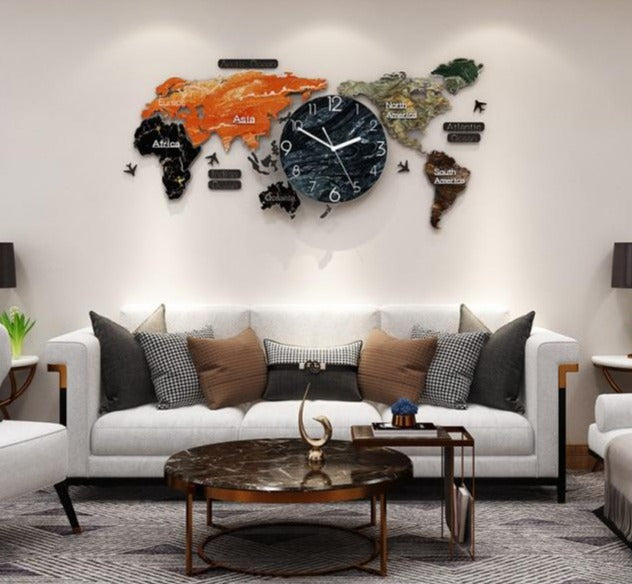 ZILANOS™️ Custom Made World Map Wall Clock
